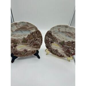 Johnson Bros Olde English Countryside 10” Dinner Plates Set of 2 Brown England